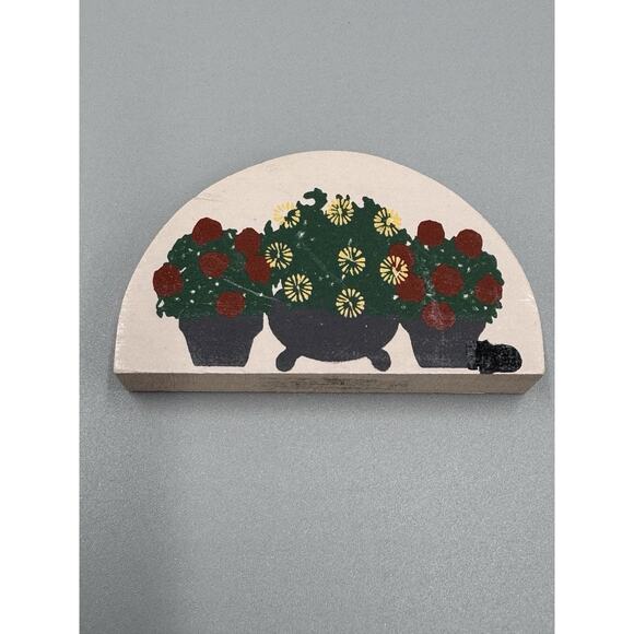 Cats Meow Village FLOWER POTS Potted Flowers Wood Accessory Shelf Sitter Decor - Picture 4 of 7
